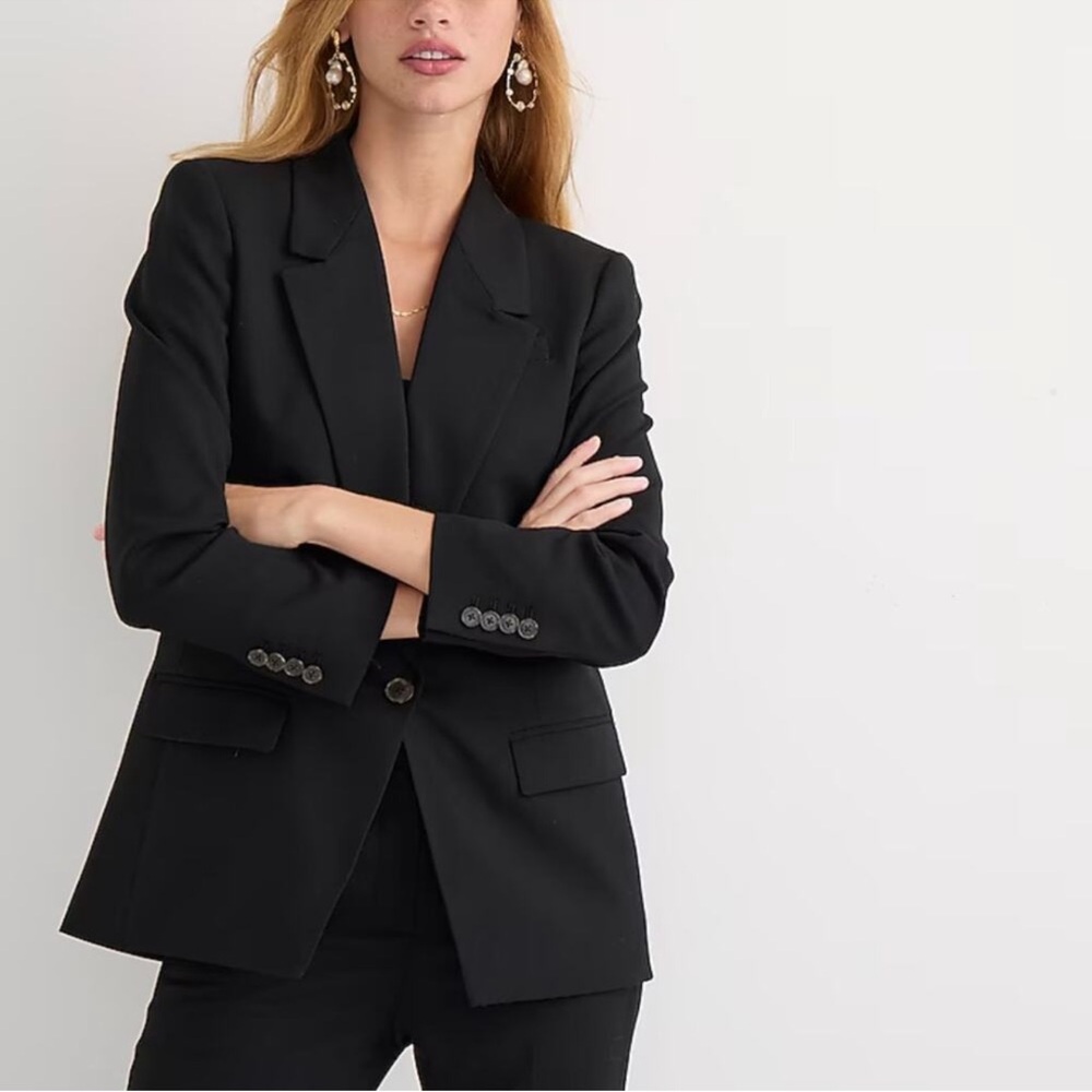 J. Crew Willa Black Blazer Italian City Wool worn once size 2